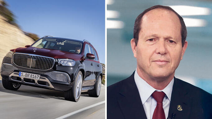 ניר ברקת ומכונית מרצדס מייבאך (צילומים: דנה קופל, יצרן) ניר ברקת ו מרצדס מייבאך