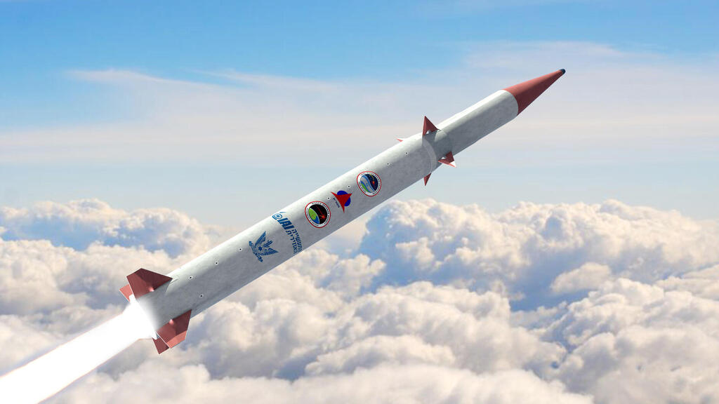 הדמיית טיל מיירט חץ נשק טילים חץ 4 מפא"ת התעשייה האווירית משרד הביטחון צה"ל