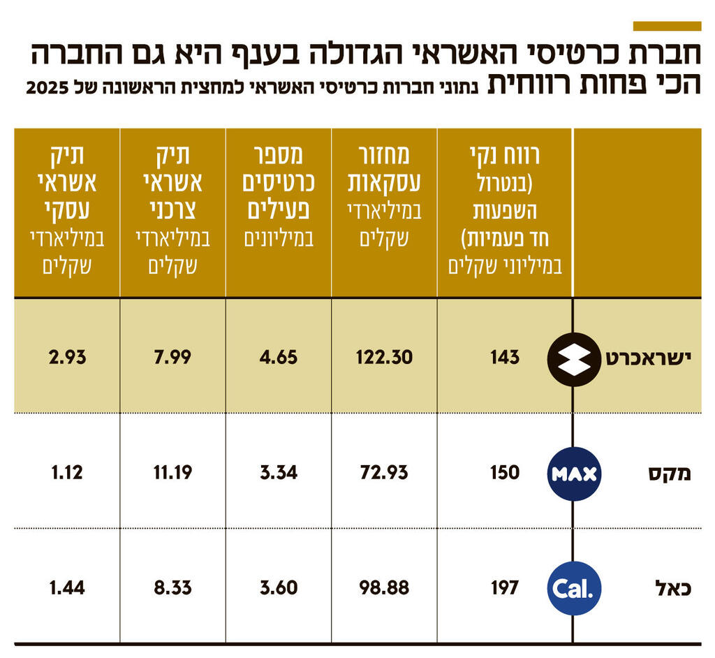 אינפו חברת כרטיסי האשראי הגדולה בענף היא גם החברה הכי פחות רווחית