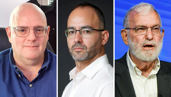 מימין יעקב עמידרור ו עמי ברלב יו"ר אקסיליון המודח והראל הרשטיק שמונה לממלא מקום המנכ"ל ולדירקטור בחברה