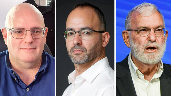 מימין יעקב עמידרור ו עמי ברלב יו"ר אקסיליון המודח והראל הרשטיק שמונה לממלא מקום המנכ"ל ולדירקטור בחברה