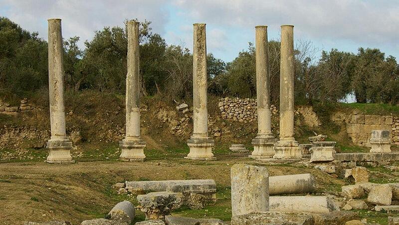 שרידי עמודי אבן בגן לאומי סבסטיה (מתוך ארכיון רשות הטבע והגנים) שרידי עמודי אבן ב גן לאומי סבסטיה