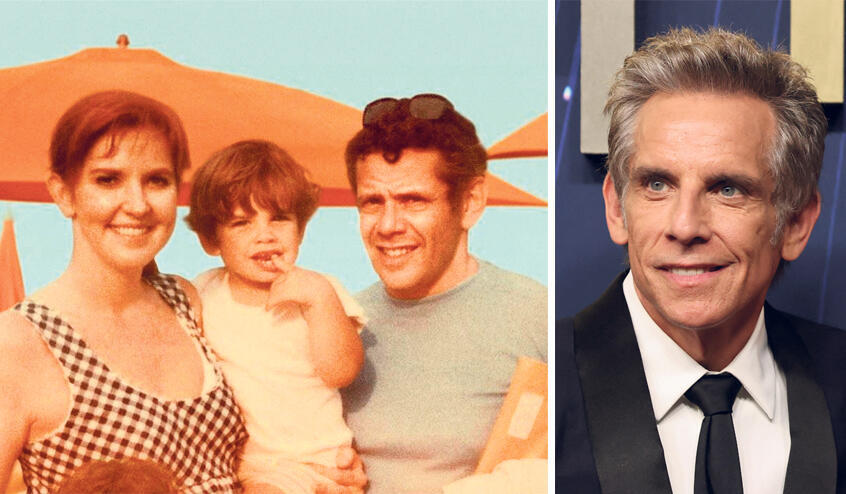 פנאי בן סטילר שחקן ותמונת ילדות שלו עם הוריו