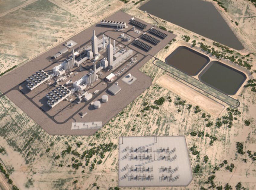 הדמיה של תחנת הכוח Basin Ranch שמקימה OPC אנרגיה או.פי.סי אנרגיה בטקסס ארה"ב ההקמה החלה באוקטובר 2025