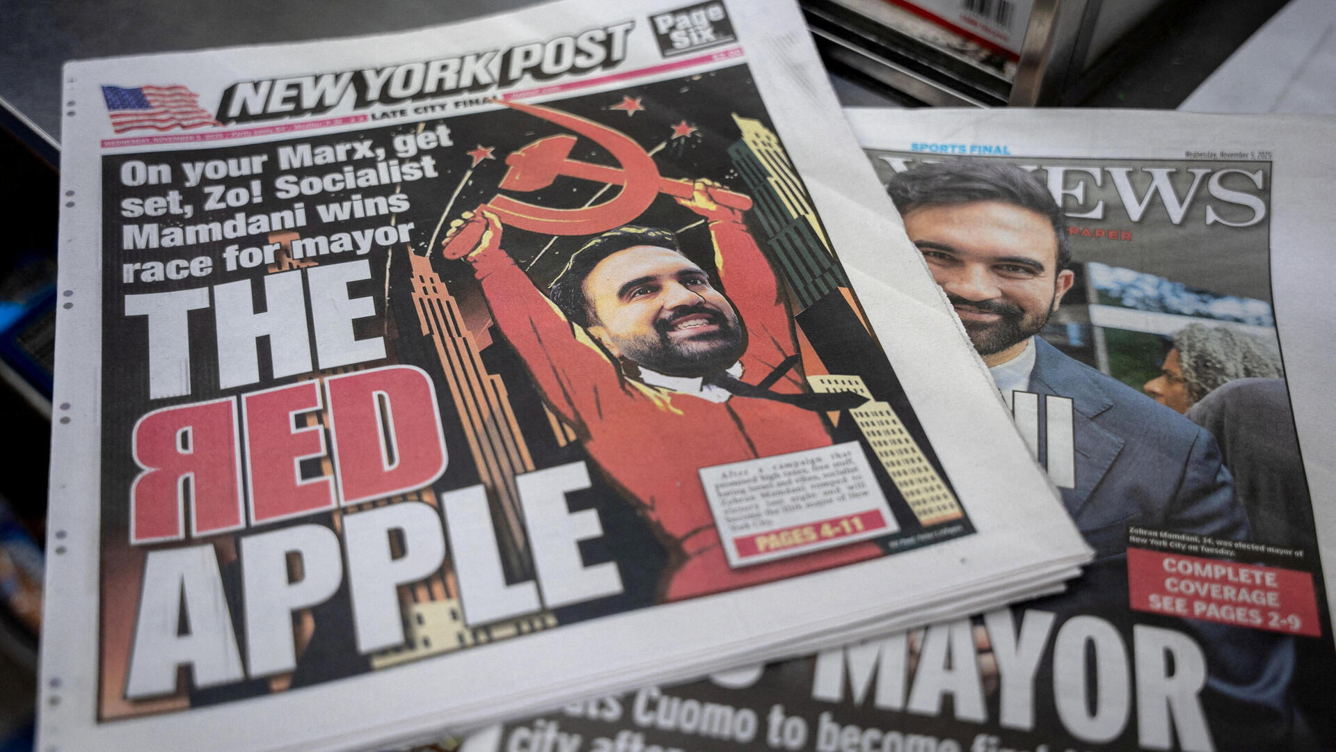 עיתונים למחרת הניצחון של זוהראן ממדאני ב בחירות ב ניו יורק 5.11.25