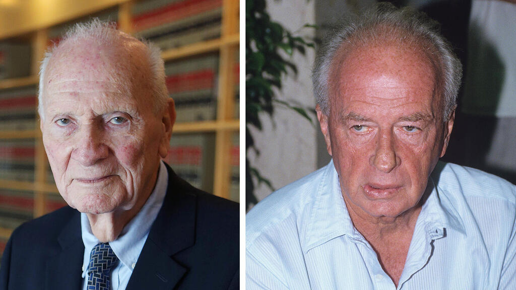 ראש הממשלה יצחק רבין והשופט מאיר שמגר שעמד בראש ועדת החקירה לרצח. הוועדה צמצמה עצמה למחדלי האבטחה (צילומים: דוד רובינגר, אלכס קולומויסקי) מימין ראש הממשלה יצחק רבין והשופט מאיר שמגר שעמד בראש ועדת החקירה לרצח