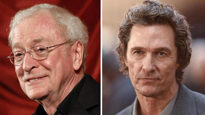 מתיו מקונוהיי ומייקל קיין (צילומים: Getty Images/ Gareth Cattermole , ויקיפדיה) מתיו מקונוהיי ו מייקל קיין