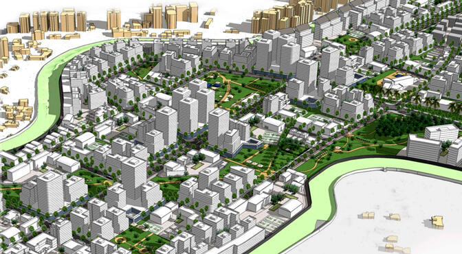 הדמיית התוכנית לשכונה חרדית באזור התעשייה עטרות, מזרח ירושלים (הדמיה: יובל קדמון אדריכלים) הדמיית תוכנית שכונה חרדית אזור התעשייה עטרות מזרח ירושלים