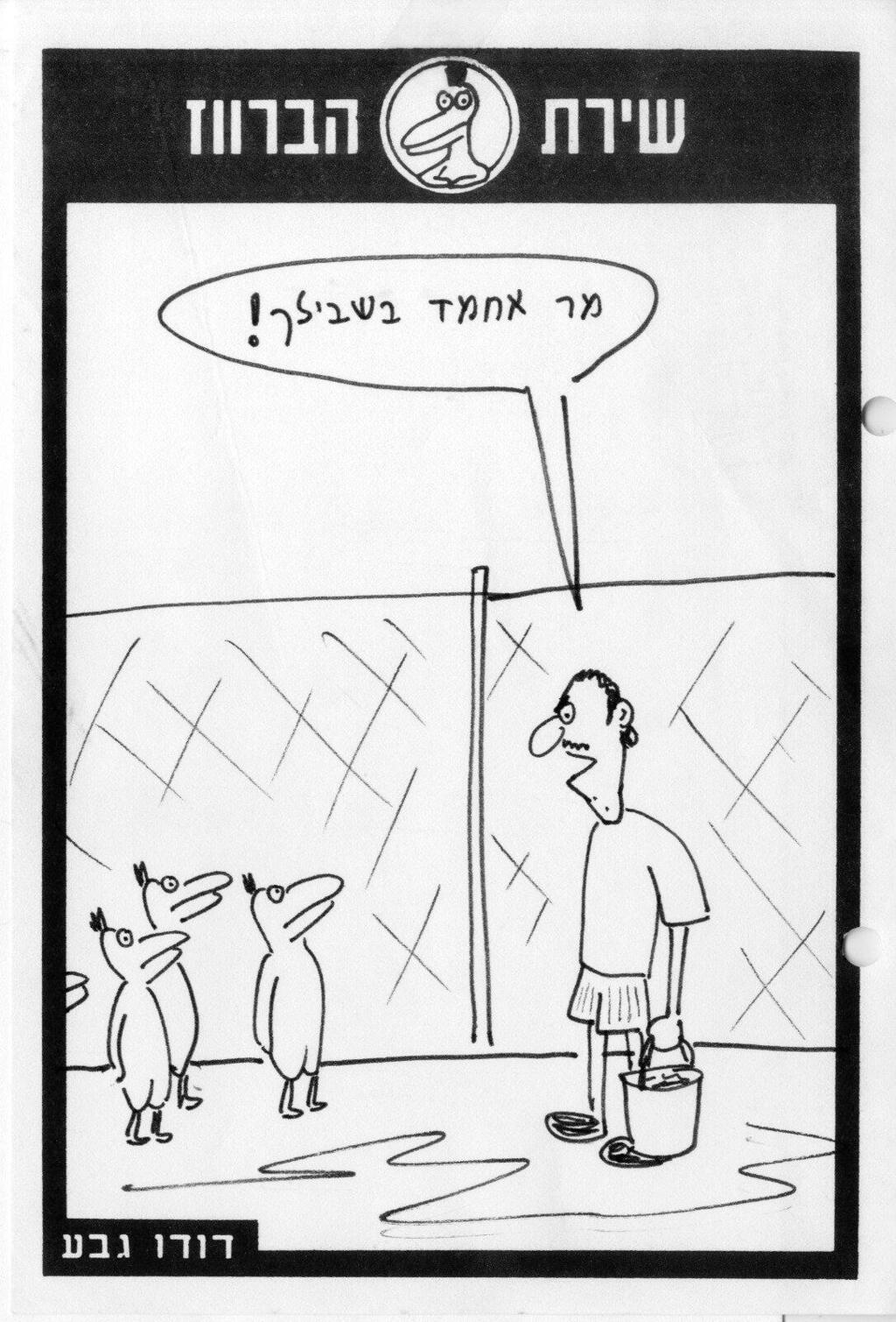 “שירת הברווז" של דודו גבע. פרוע ומרדני פנאי איור של דודו גבע מתערוכה בבית אריאלה