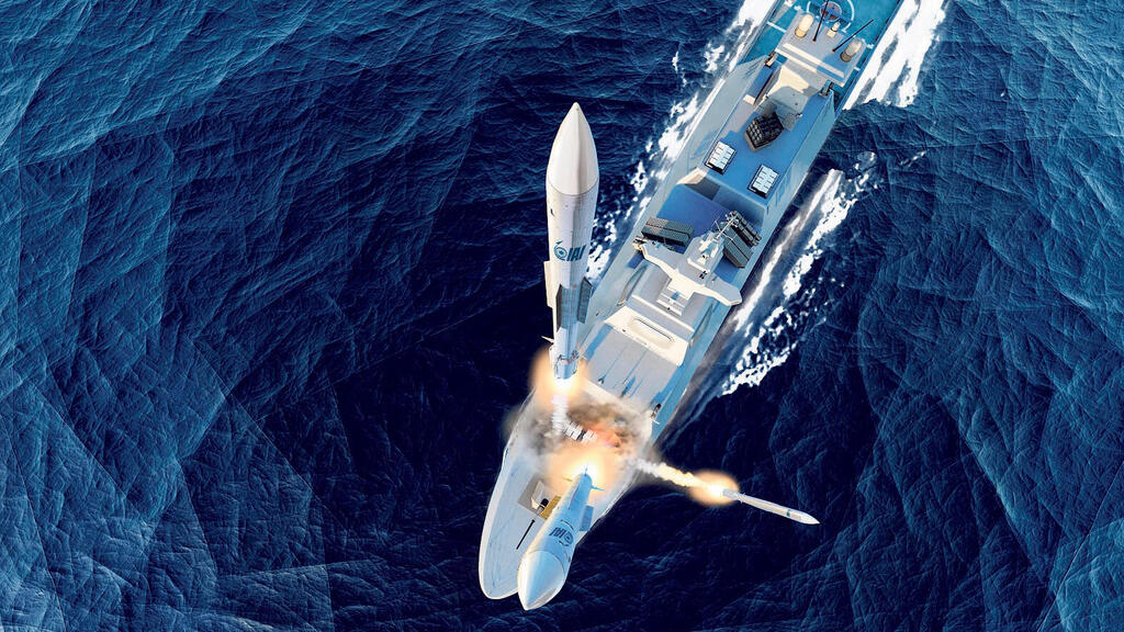 Barak MX missile fired from a ship (Photo: Israel Aerospace Industries) טיל ברק MX נורה מספינה