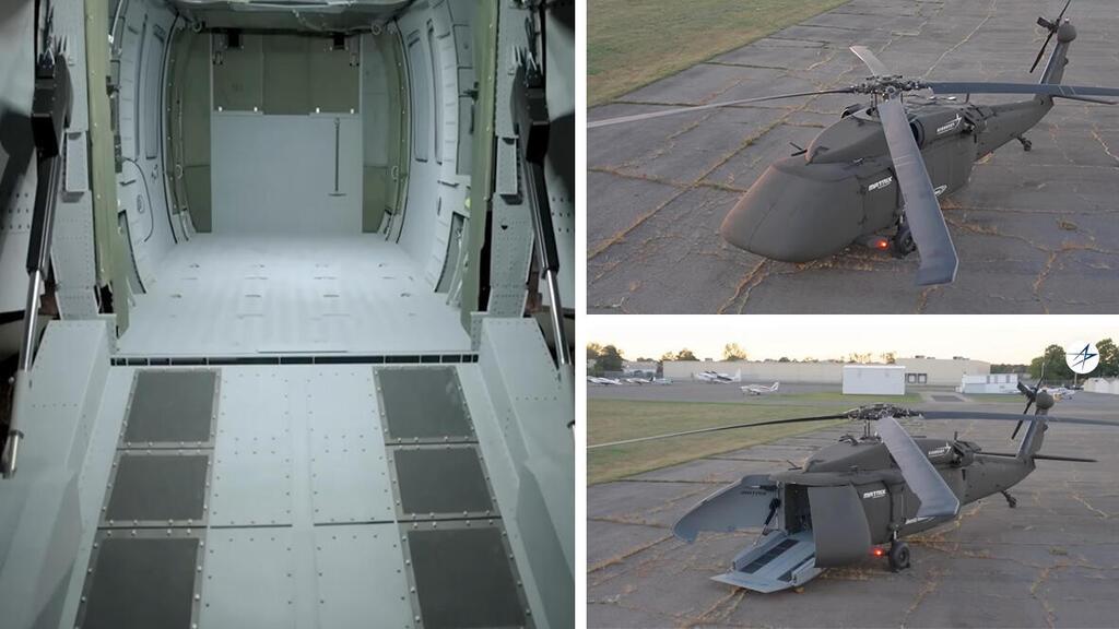 יוהוק עם פתח סגור, פתוח, ומבט אל תוך הקבינה (צילום: Sikorsky (Lockheed Martin)) הקברניט סיקורסקי בלאקהוק מסוק רובוטי כטב"מ 14