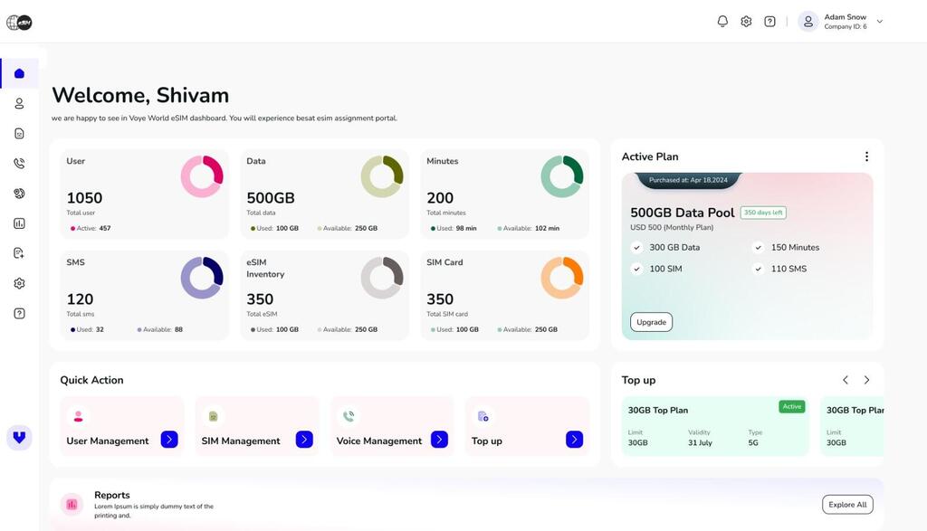 VOYE Data Pool - מערכת ארגונית לניהול חכם של צריכת דאטה לעובדים הנוסעים לחו"ל
