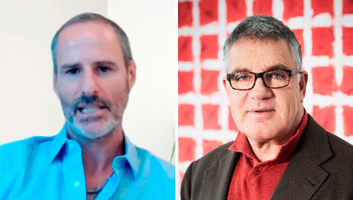 מימין עידן עופר וצחי ברזובסקי (צילומים: סיון פרג' Youtube) מימין עידן עופר ו צחי ברזובסקי