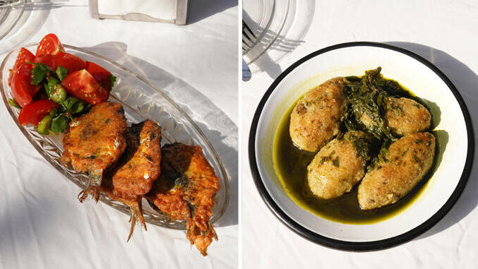 קוקלות ממולאות בסיסקה (מימין) וסרדינים מחותנים במילוי עשבי (צילומים: נדב יהלומי) פנאי מימין קוקלות ממולאות בסיסקה ו סרדינים מחותנים במילוי עשבי תיבול