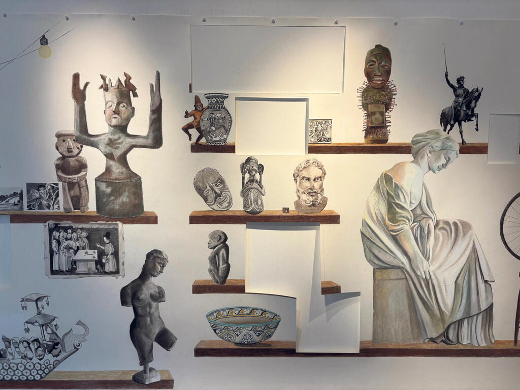 רישום של נטע ליבר שפר. התערוכה נאכלת תוך כדי תצוגה
(צילום: באדיבות גלריה קרן בר גיל) פנאי רישום יצירה של נטע ליבר שפר