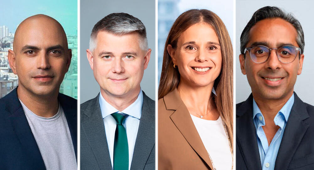 מימין קמלדיפ מנאקטלה, המשנה למנכ"ל Aroundtown, מנכ"לית לאומיטק מיה אייזן צפריר, אנדראס יאן, חבר ההנהלה ב־BVMW ומנכ"ל אנשי העיר רון חן
מימין קמלדיפ מנאקטלה מיה אייזן צפריר רון חן אנדראס יאן ועידת ברלין 2025