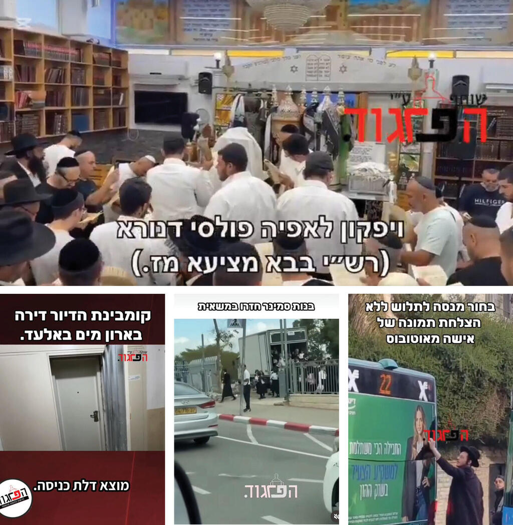 כמה מהסרטונים הפופולריים שעלו בערוצי הפרגוד: טקס חרם ונידוי, השחתת שלט עם תמונתה של רותם סלע, תלמידות מגיעות לבית הספר במשאית, ודירה שאליה נכנסים מארון בחדר מדרגות. "יש לי יצר לדווח, ואני רוצה לתת מה שהציבור רוצה" (צילומי מסך מתוך עמודי הפרגוד באינסטגרם ו־X) כמה מהסרטונים הפופולריים שעלו בערוצי הפרגוד: טקס חרם ונידוי, השחתת שלט עם תמונתה של רותם סלע, תלמידות מגיעות לבית הספר במשאית, ודירה שאליה נכנסים מארון בחדר מדרגות. "יש לי יצר לדווח, ואני רוצה לתת מה שהציבור רוצה"