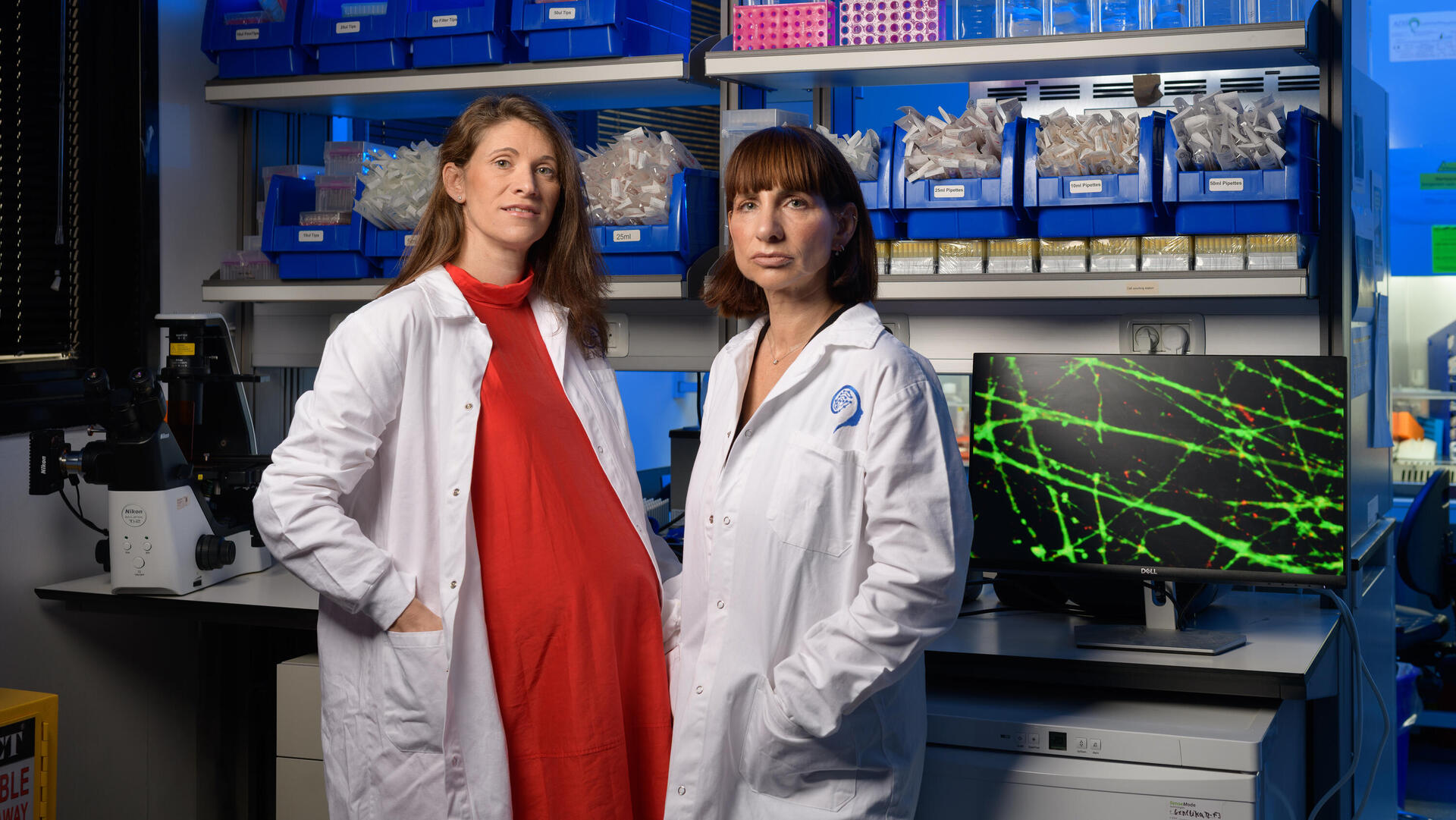 לייפנפלד )מימין( וכהן־סולל במשרדי NeuroKairs בתל אביב. "יכולנו לשבת כמו כל הסטארט־ אפים באחד ממגדלי ההייטק, אבל חשוב לנו לא להוציא כסף על מה שלא חובה"