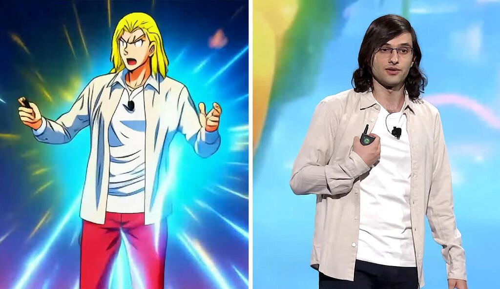 Dean Leitersdorf presenting at Amazon's event. (Screenshot: AWS Events) דין לייטרסדורף מדגים יצירת וידיאו בזמן אמת כשדמותו מופיעה באנימציה במהלך כנס של אמזון