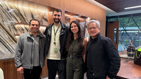 Jensen Huang (from right), Noa Argamani, Avinatan Or and Amit Krig. Jensen Huang (from right), Noa Argamani, Avinatan Or and Amit Krig.