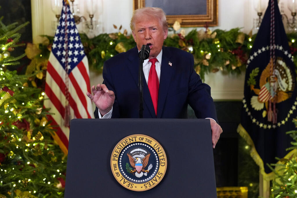 Donald Trump. (Photo: Doug Mills/The NYT via AP) הנשיא דונלד טראמפ בנאום לאומה דצמבר 2025
