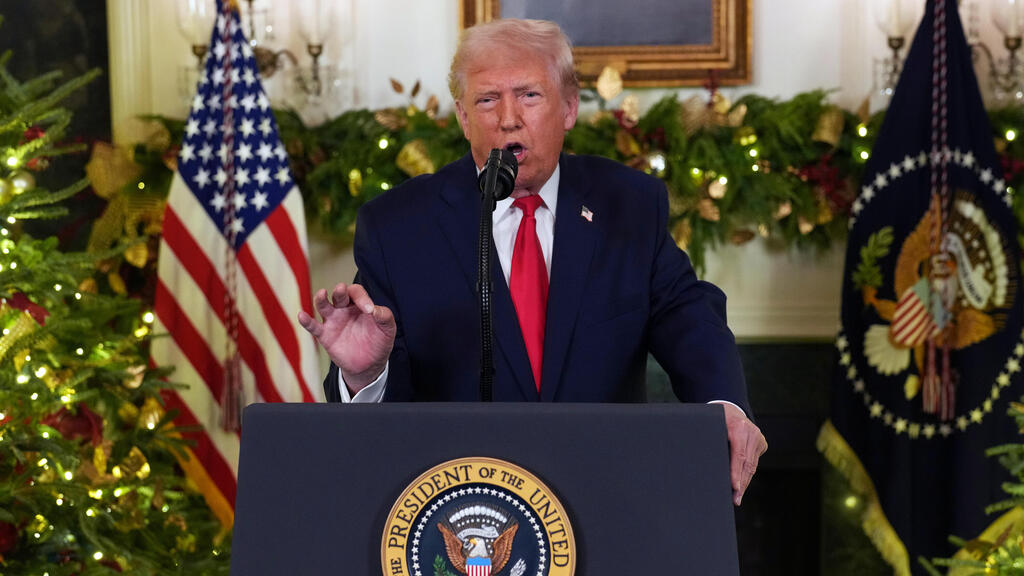 הנשיא דונלד טראמפ בנאום לאומה (צילום: Doug Mills/The NYT via AP) הנשיא דונלד טראמפ בנאום לאומה דצמבר 2025