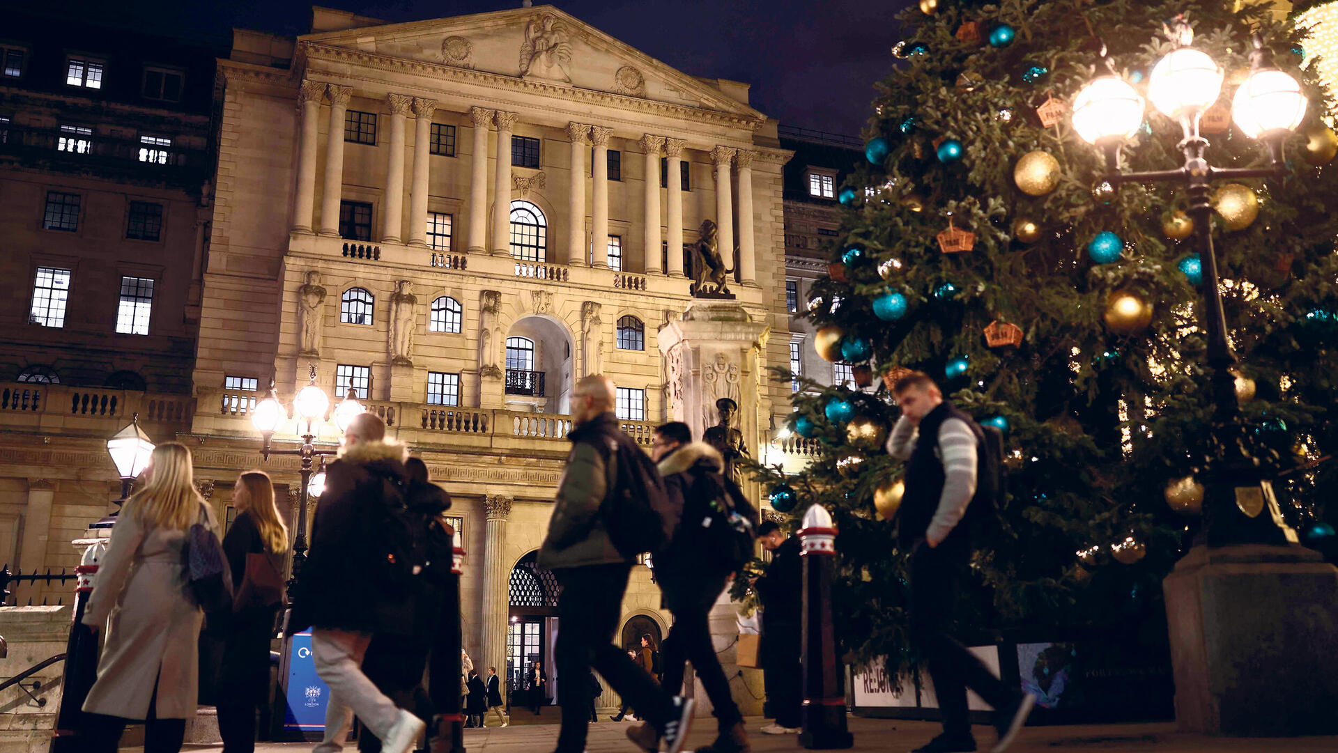 הבנק המרכזי של אנגליה ב סיטי של לונדון חג המולד