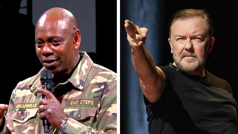 ה סטנדאפיסטים מימין ריקי ג'רווייס ו דייב שאפל פנאי