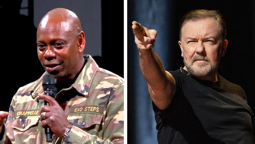 ה סטנדאפיסטים מימין ריקי ג'רווייס ו דייב שאפל פנאי