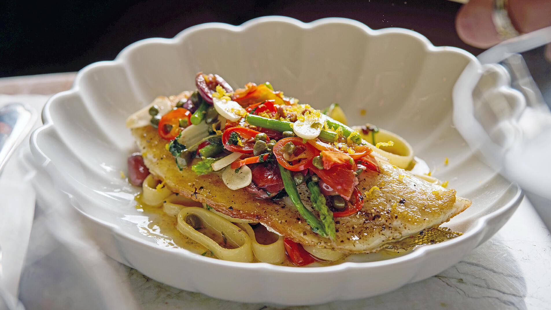 מנת אקווה פאצה במסעדת O של שהשף תומר אגאי פנאי