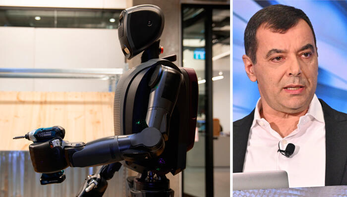 Amnon Shashua (right) and Mentee robot. 