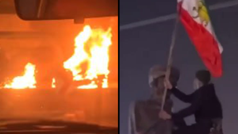 הצתת סמלי שלטון באיראן מחאה באיראן הפגנות שריפה