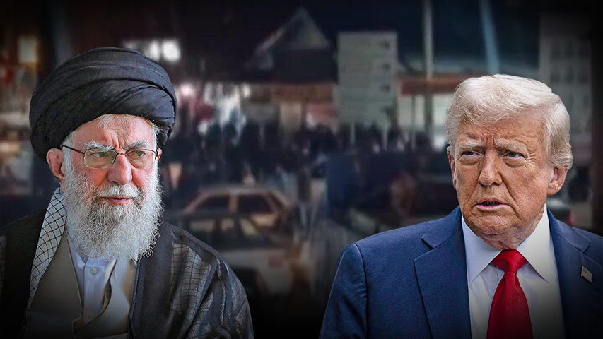 חמינאי וטראמפ על רקע המחאה באיראן