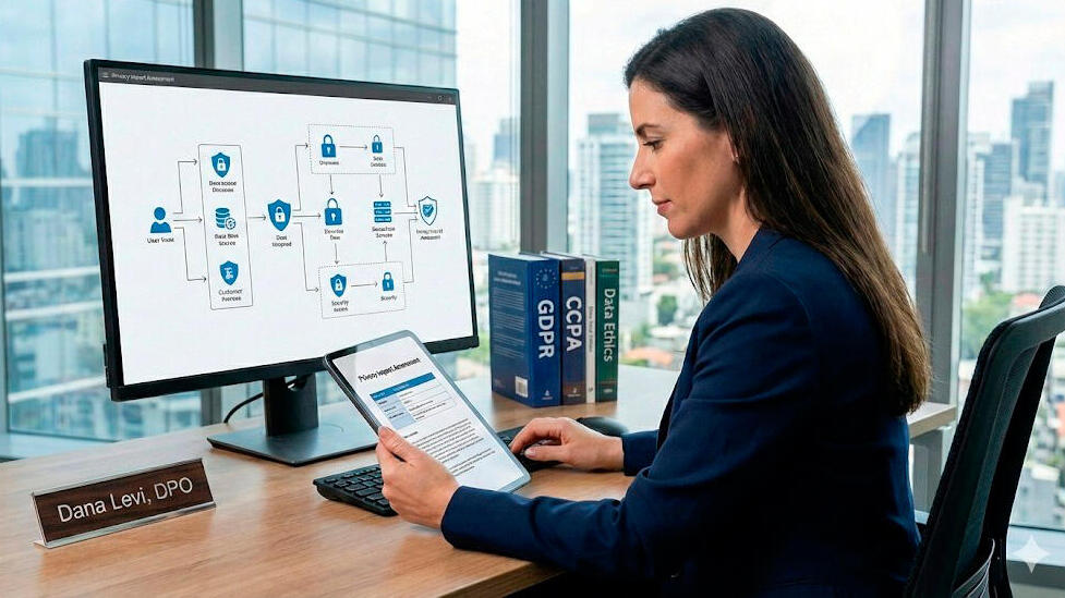 מומחית הגנת פרטיות. "אני לא זוכר מתי בפעם האחרונה המציאו מקצוע ואמרו 'עוד שנה אנחנו צריכים 2,000 כאלה'" (צילום: Created by AI) DPO מומחה פרטיות