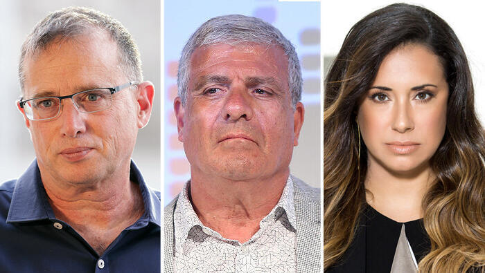 מימין טל גרנות גולדשטיין מנכ"לית הוט אבי לוי מנכ"ל מליסרון ו רן גוראון מנכ"ל בזק