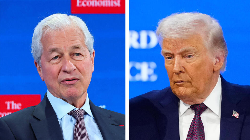 מימין נשיא ארה"ב דונלד טראמפ ומנכ"ל ג'יי.פי מורגן ג'יימי דיימון