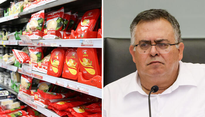 יוזם ההצעה ח"כ דוד ביטן, לצד מקרר הגבינות בסופר. הסכמה בין הקצוות המרוחקים בכנסת (צילומים: נועם מושקוביץ דוברות הכנסת, אוראל כהן) דוד ביטן ו גבינות בסופר