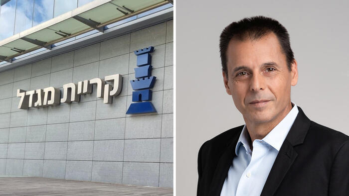 רונן אגסי, מנכ"ל מגדל ביטוח, לצד בית מגדל (צילומים: ניקולה וסטהפל, יחצ מגדל) רונן אגסי מנכ"ל מגדל ביטוח ו בית מגדל החדש