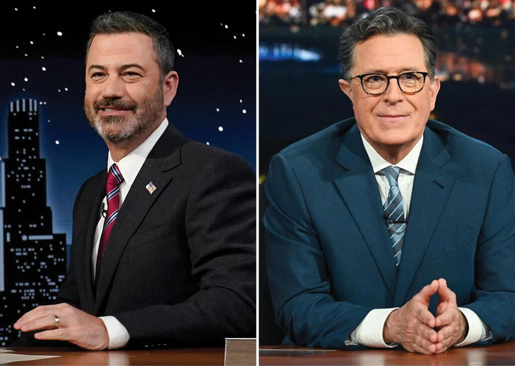 מנחי תוכניות הלילה סטיבן קולבר )למעלה( וג'ימי קימל. תוכניתו של קולבר בוטלה כדי להתחנף לטראמפ. קימל ניצל לעת עתה