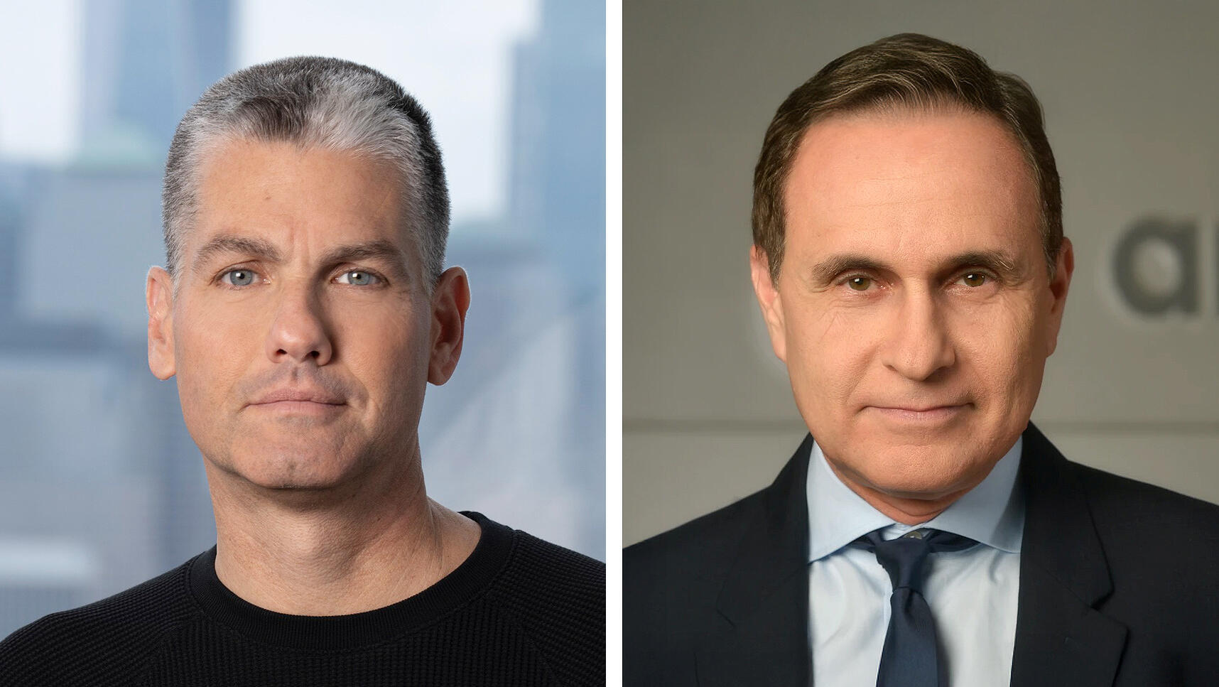 מימין מנכ"ל אמדוקס היוצא שוקי שפר והמנכ"ל הנכנס שמעי הורטינג