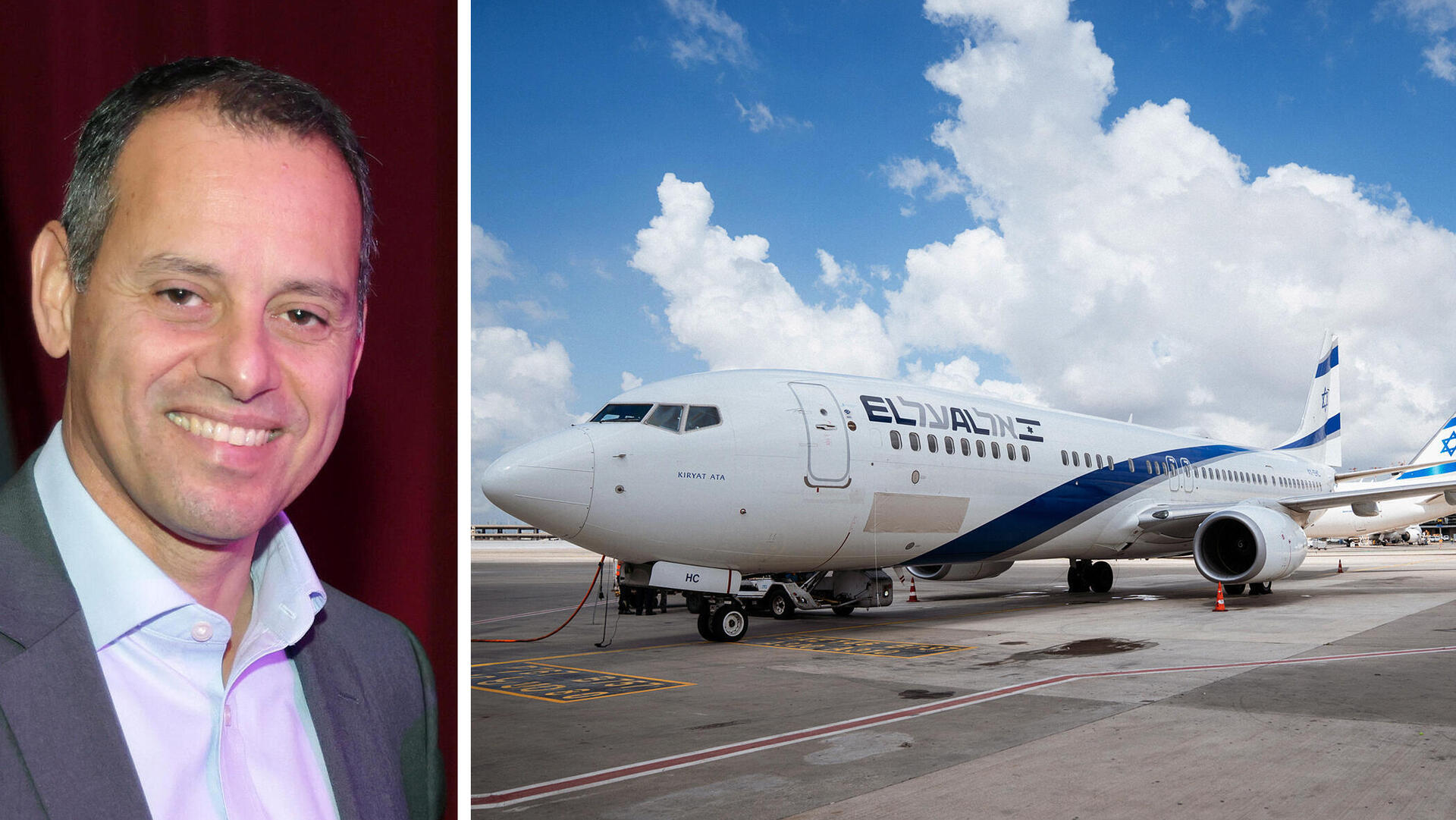 מטוס של אל על ומנכ"ל קבוצת הפניקס פיננסים אייל בן סימון
