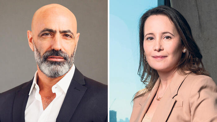 מימין: נטלי משען זכאי, מנכ"לית גב־ים, ושמעון אבודרהם, מנכ"ל אמות. איתות ענפי ולא אירוע נקודתי (צילומים: איליה מלניקוב, אבישי פינקלשטיין) נטלי משען זכאי מנכ"לית גב ים ו שמעון אבודרהם מנכ"ל אמות. איתות ענפי