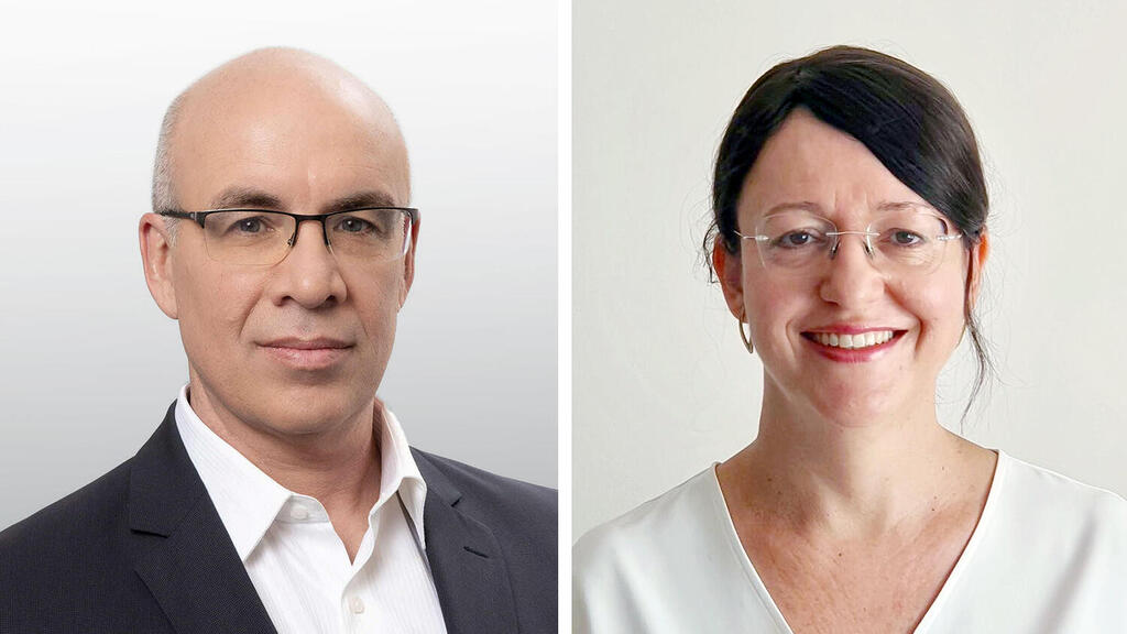 מימין מריה יוסקוביץ סגנית מנהל השקעות עמיתים מגדל ביטוח ופיננסים ו אלכס זבז'ינסקי כלכלן ראשי מיטב בית השקעות