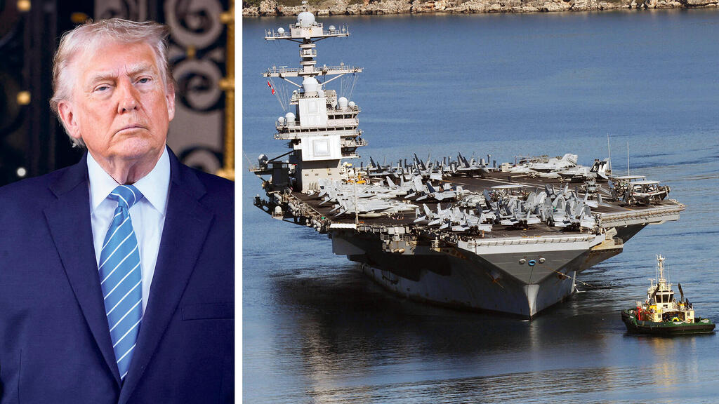 נושאת מטוסים ג'רלד פורד בחופי כרתים יון לצד דונלד טראמפ נשיא ארה"ב