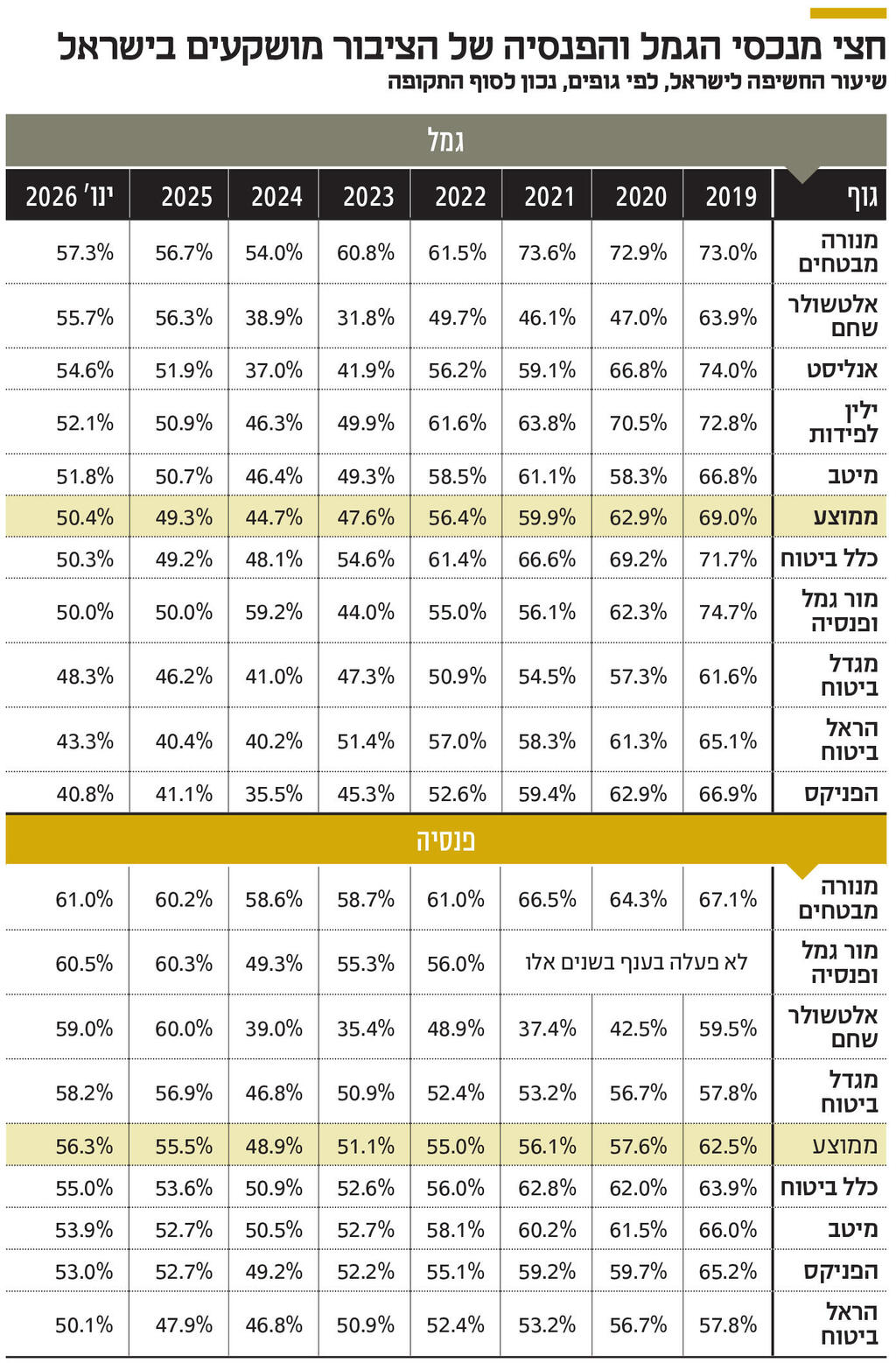 אינפו חצי מנכסי הגמל והפנסיה של הציבור מושקעים בישראל