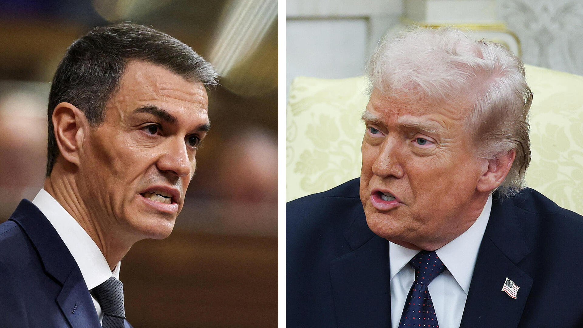 מימין נשיא ארה"ב דונלד טראמפ וראש ממשלת ספרד פדרו סנצ'ס