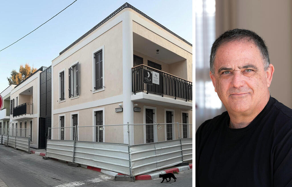 Shlomo Kramer alongside the duplex on Shabazi street. (Photo: Yuval Chen) איש העסקים שלמה קרמר לצד מבנה ברחוב שבזי 7 תל אביב