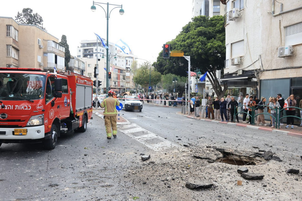 זירת נפילה ב רמת גן מלחמה עם איראן 15.3.26