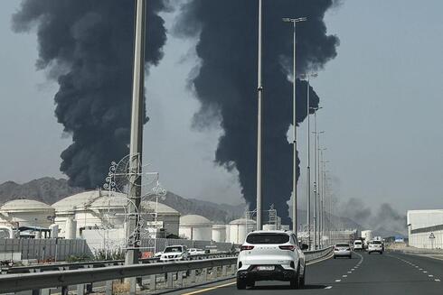 Oil infrastructure on fire in the UAE. Oil infrastructure on fire in the UAE.