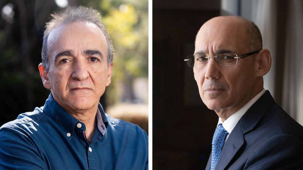 מימין אמיר ירון דוקטור נגיד בנק ישראל מהרן פרוזנפר תת אלוף בדימוס חבר ב וועדת נגל